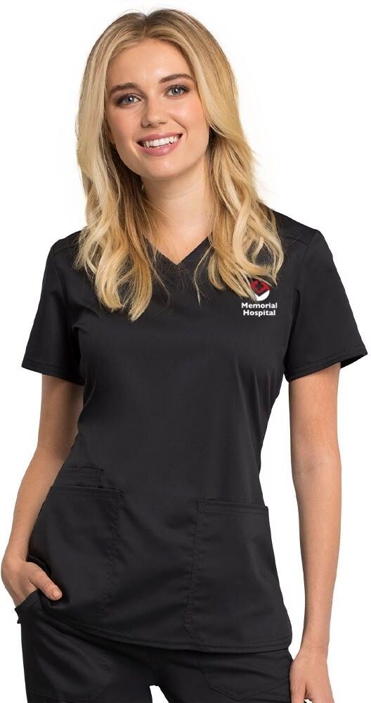 Positive Promotions 6 Cherokee® Workwear Revolution Tech Women's V-Neck 3-Pocket Scrub Tops - Embroidered Personalization Available