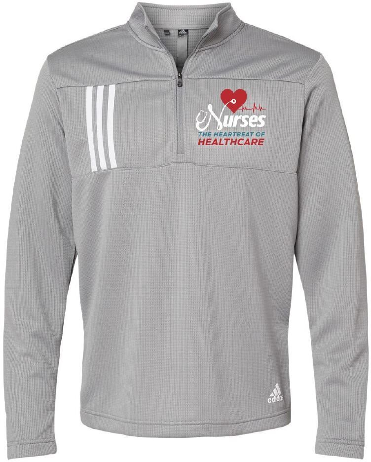 Positive Promotions 3 Healthcare Team Pride adidas® Men's 3-Stripes Double-Knit Quarter-Zip Pullovers - Embroidered Personalization Available