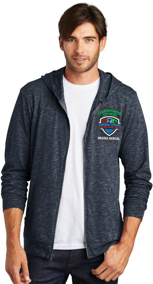 Positive Promotions 6 Healthcare Team Pride District® Men's Medal Full-Zip Lightweight Hoodie Shirts - Embroidered Personalization Available