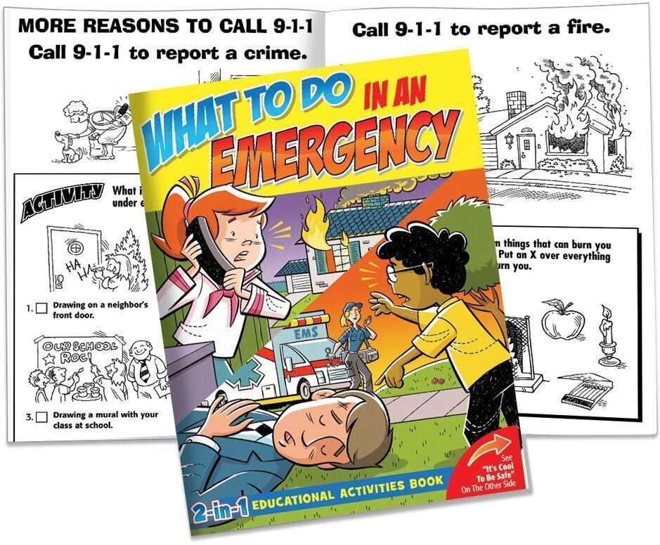 Positive Promotions 100 What To Do In An Emergency/It's Cool To Be Safe 2-in-1 Educational Activities Books - Personalization Availalbe