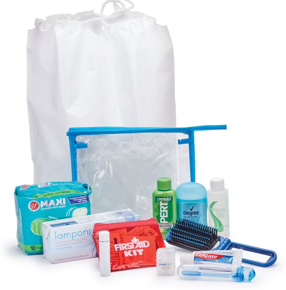 Positive Promotions 25 Female 13-Piece Hygiene Kits With White Cinch Poly Bag