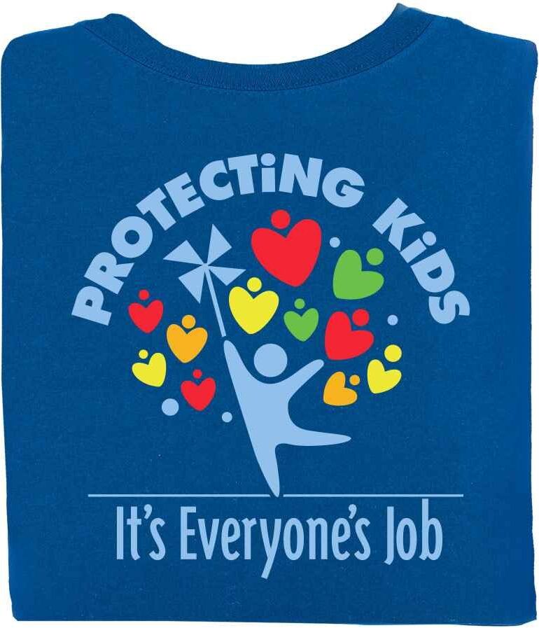 Positive Promotions 18 Protecting Kids: It's Everyone's Job Royal Blue 2-Sided Shirts - Personalization Available