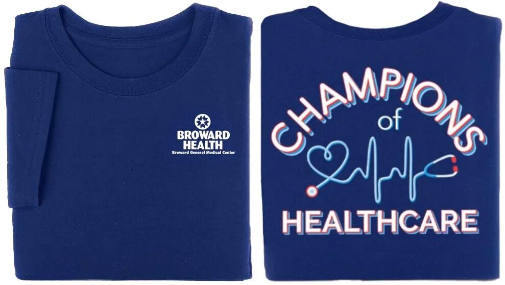 Positive Promotions 18 Champions Of Healthcare Unisex Two-Sided Sleeves T-Shirt - Silkscreened Personalization Available