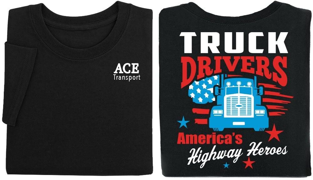 Positive Promotions 18 Truck Drivers: America's Highway Heroes Two-Sided Shirts - Silkscreened Personalization Available