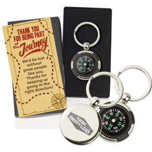 Positive Promotions 50 Thank You for Being Part of the Safety Journey Compass Key Tags With Keepsake Card - Laser-Engraved Personalization Available