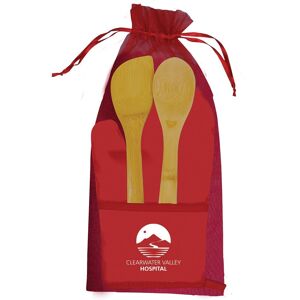Positive Promotions 50 Chef's Pocket Oven Mitt And Bamboo Utensils Combo - Personalization Available