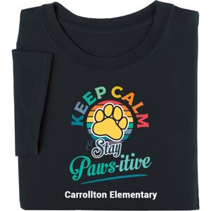 Positive Promotions 18 Keep Calm & Stay Paws-itive Unisex Adult Sleeves T-Shirt - Silkscreened Personalization Available