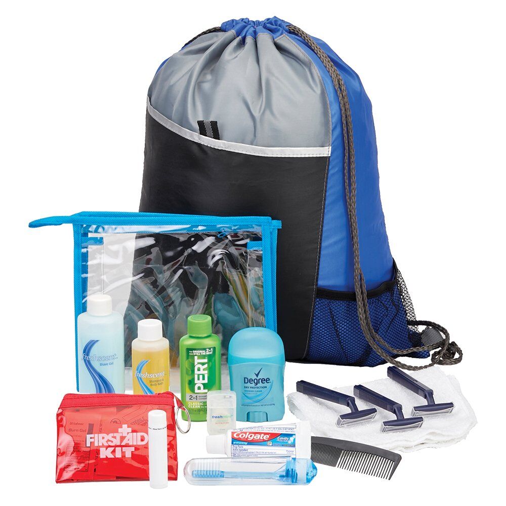 Positive Promotions 25 Male 16-Piece Personal Care Kits With Drawstring Backpack