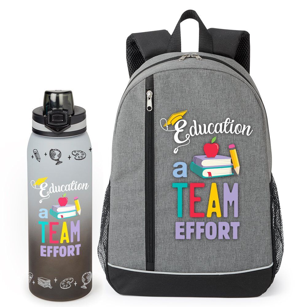 Positive Promotions 5 Education: A Team Effort Logan Backpack & Jasper Water Bottle Gift Sets