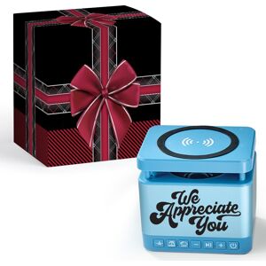 Positive Promotions We Appreciate You Soundcharge 3-in-1 Slate Blue Sound Machine, Bluetooth® Speaker, & Wireless Charging Pad in Holiday Gift Box