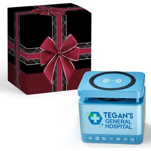 Positive Promotions 8 Soundcharge 3-in-1 Slate Blue Sound Machine, Bluetooth® Speaker, & Wireless Charging Pad in Holiday Gift Boxes - Personalization Available