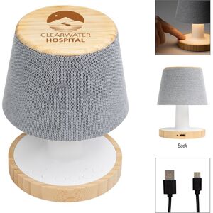 Positive Promotions 10 Mini Bamboo Lamp With Wireless Bluetooth® Speaker & Sound Machine - Laser-Engraved Personalization Available