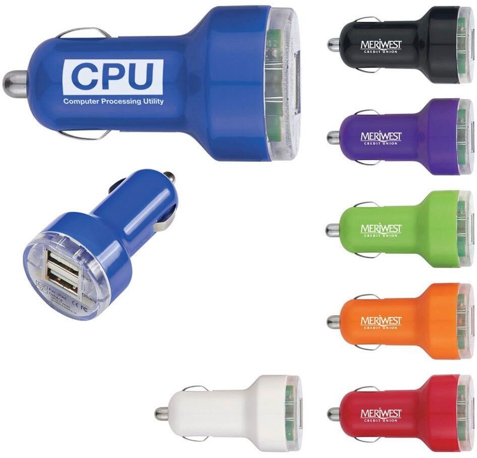 Positive Promotions 100 USB Dual Car Chargers - Personalization Available