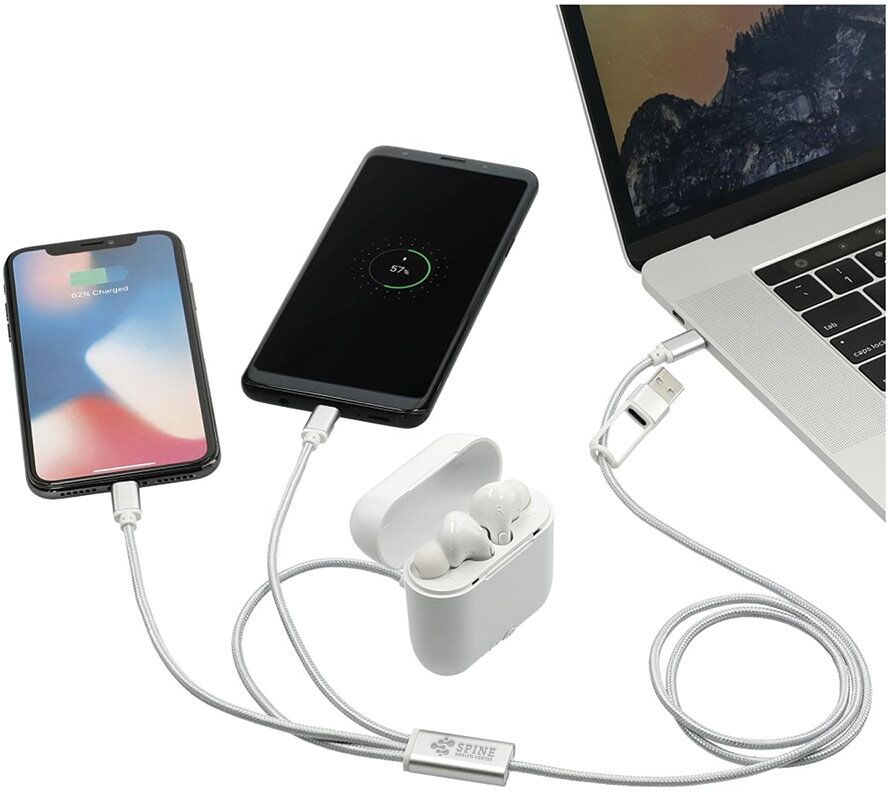 Positive Promotions 100 Tie-Dye 5-In-1 Charging Cable- Personalization Available