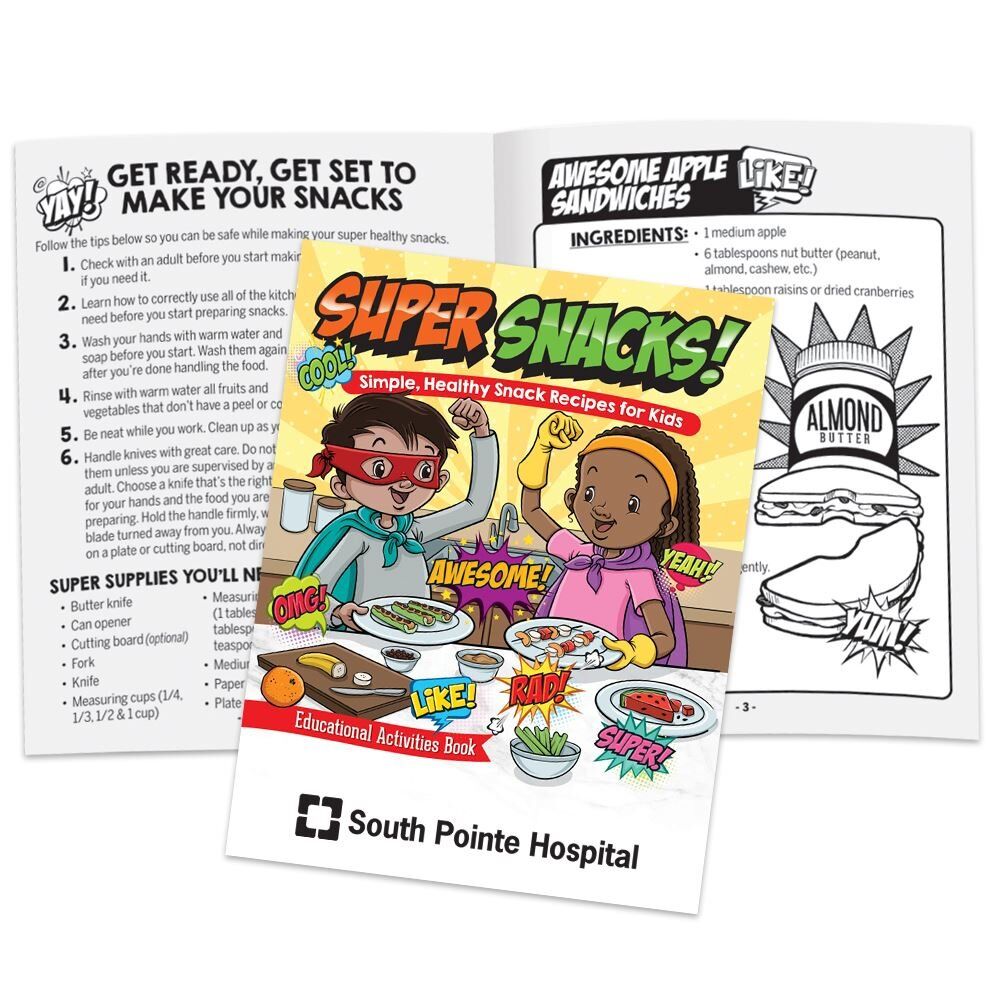 Positive Promotions 100 Super Snacks! Simple, Healthy Snack Recipes For Kids Educational Activities Books - Personalization Available