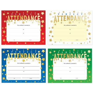 Positive Promotions Perfect Attendance Gold Foil-Stamped Certificate 100-Piece Assortment Pack