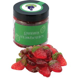 Positive Promotions 50 Gummy Strawberries Candy Jar Single - Full-Color Personalization Available