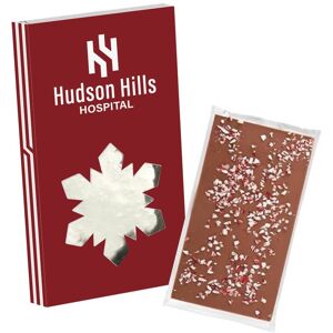 Positive Promotions 60 Peppermint Holiday Belgian Chocolate Bar in Snowflake Window Boxes - One-Color Personalization Available
