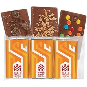 Positive Promotions 25 Holiday Belgian Chocolate Bar Gift Sets - Pack of 3 - One-Color Personalization Available