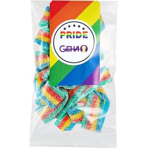 Positive Promotions 63 Rainbow Sour Belts Snack Packs - Personalization Available
