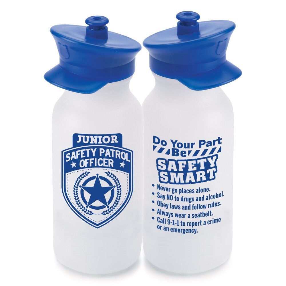 Positive Promotions Junior Safety Patrol Officer Police Hat Water Bottle 20 oz
