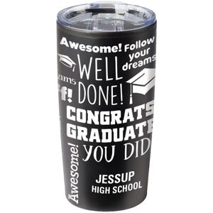Positive Promotions 25 Black Congrats, Graduate! (Word Cloud) Teton Stainless-Steel Tumbler 20 oz. - One-Color Personalization Available