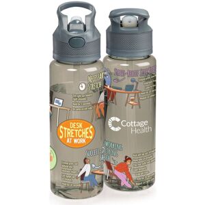Positive Promotions 50 Desk Stretches At Work Wellness Water Bottles 32-Oz. - Personalization Available