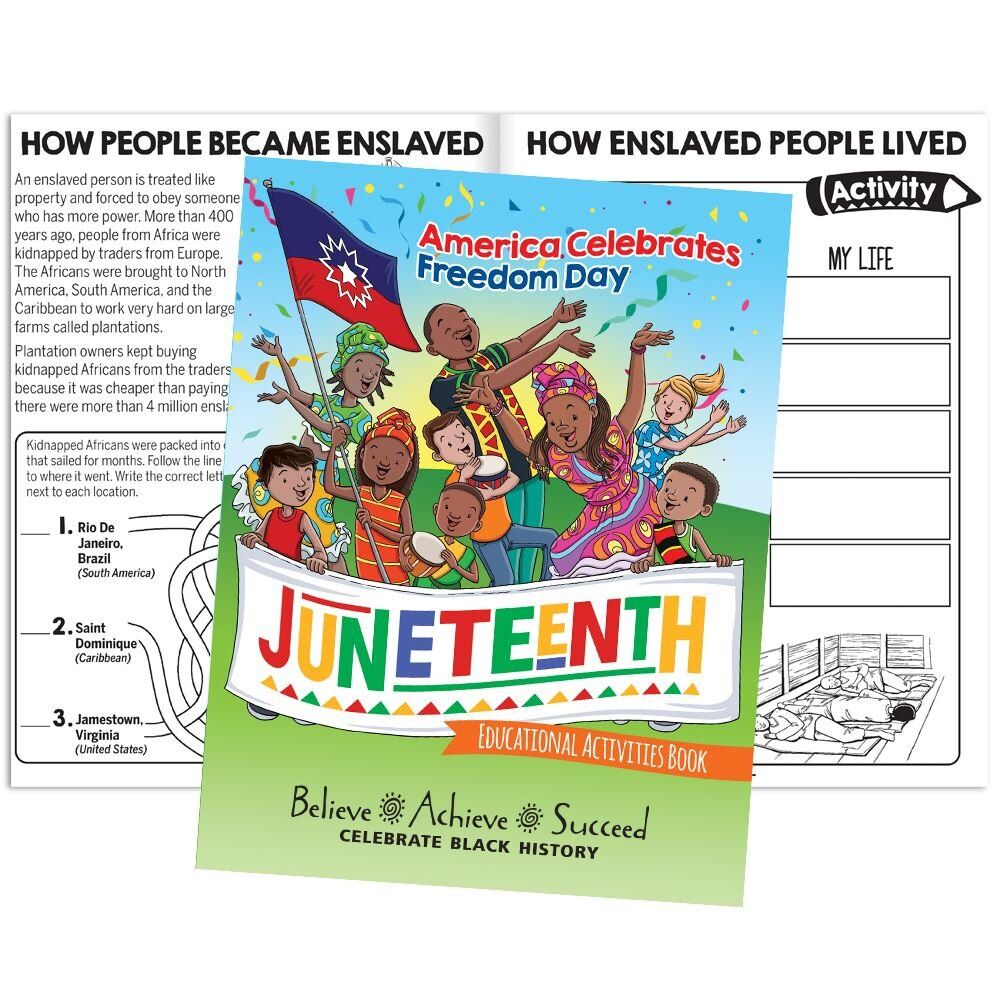 Positive Promotions Juneteenth: America Celebrates Freedom Day Educational Activities Book - Pack of 50