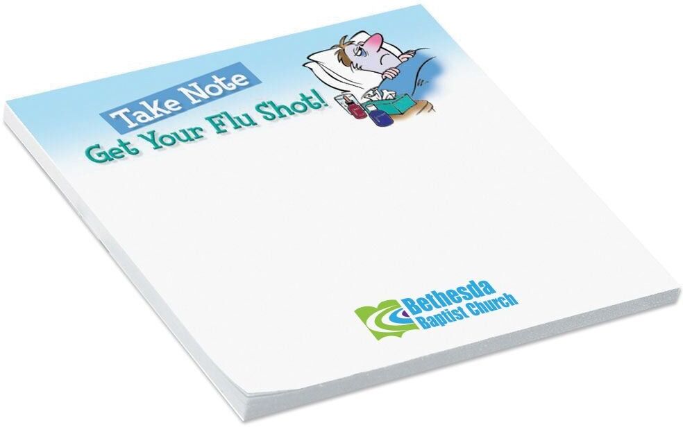 Positive Promotions 500 Take Note: Get Your Flu Shot BIC® Sticky Pads - Full-Color Personalization Available