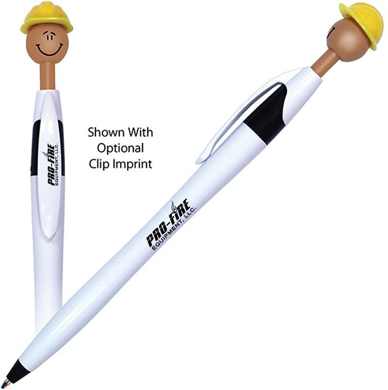 Positive Promotions 250 Hard Hat Smiley Pens - Medium Skin Tone - Personalization Available