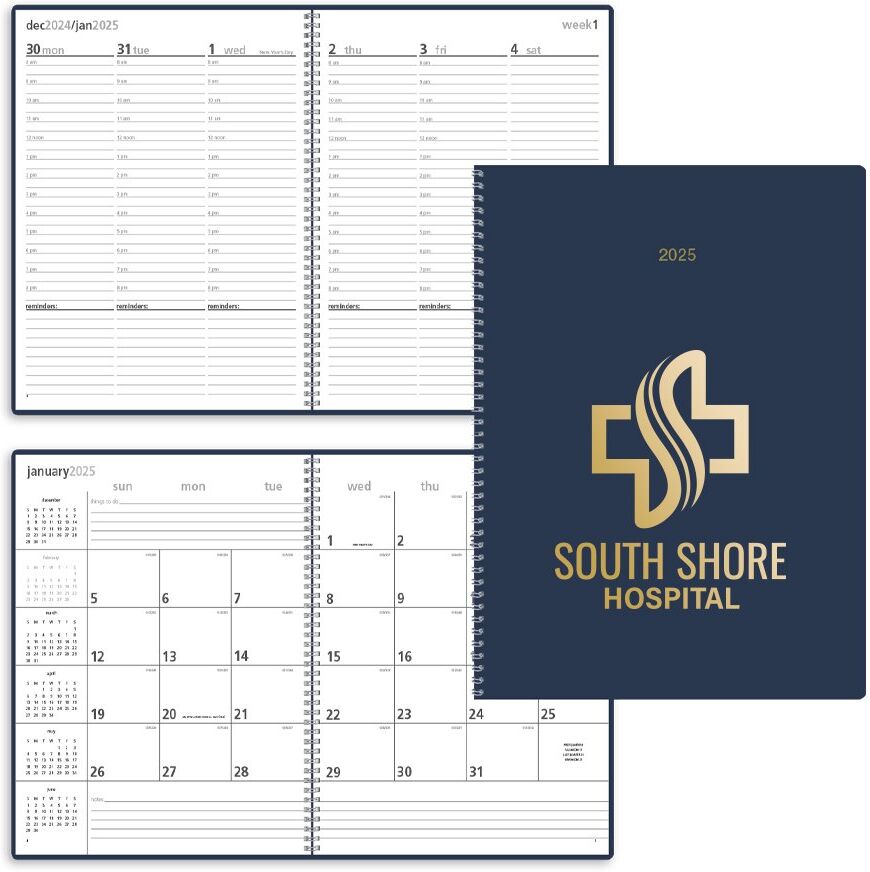 Positive Promotions 50 Monthly & Weekly Spiral Planners - Foil-Stamped Personalization Available