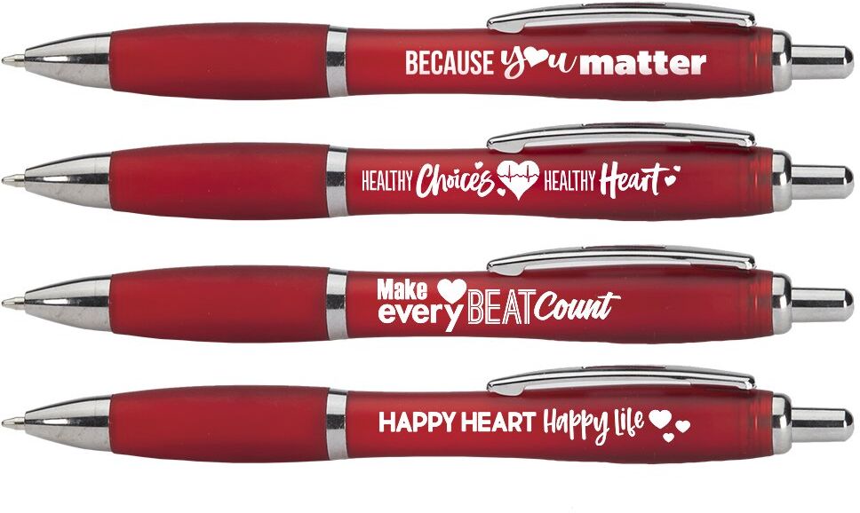 Positive Promotions Heart-Health Awareness Pen Assortment - Pack of 100