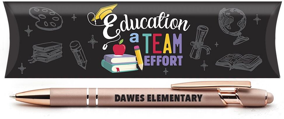 Positive Promotions 150 Education: A Team Effort Rose-Gold Stylus Pens - One-Color Personalization Available