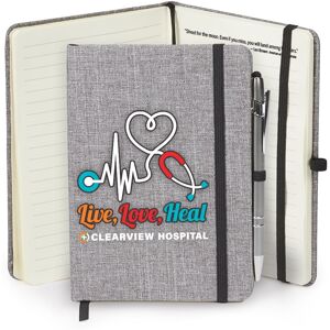 Positive Promotions 75 Live, Love, Heal Heathered Journals With Quotes & Stylus Pen - Personalization Available