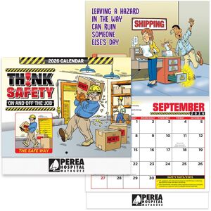 Positive Promotions 50 Think Safety 2026 Wall Calendars - One-Color Personalization Available