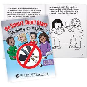 Positive Promotions 100 Be Smart—Don't Start Smoking or Vaping Educational Activities Books - One-Color Personalization Available
