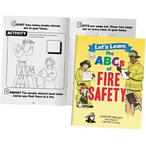 Positive Promotions 100 Let's Learn the ABCs of Fire Safety Educational Activities Books - One-Color Personalization Available