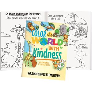 Positive Promotions 100 Color the World With Kindness Educational Activities Books - One-Color Personalization Available