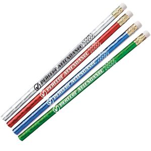 Positive Promotions Perfect Attendance Sparkle Foil Pencil 100-Piece Assortment Pack