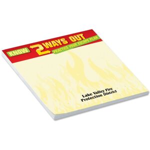 Positive Promotions 250 Know 2 Ways Out: Practice Your Escape Plan BIC® Sticky Pads - Full-Color Personalization Available