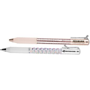 Positive Promotions 100 Metallic Recycled ABS Pens With Geometric Changing Barrel - One-Color Personalization Available
