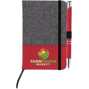 Positive Promotions 100 Heather Block Notebook Journal & Pen Sets - Full-Color Personalization Available