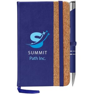 Positive Promotions 100 Cork Notebook Journal & Pen Sets - Full-Color Personalization Available
