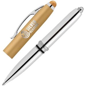 Positive Promotions 100 Premium Metallic Stylus Pens With LED Light - Laser-Engraved Personalization Available