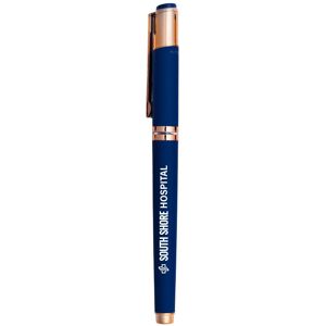 Positive Promotions 250 Recycled Duke Satin Soft Touch Gel Pens with Rose Gold Trim - Personalization Available