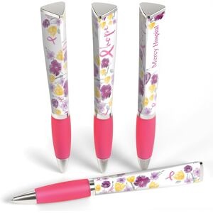 Positive Promotions 150 Hope Floral 3-Sided Breast Cancer Awareness Pens - Full-Color Personalization Available
