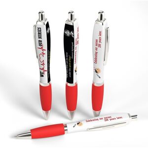 Positive Promotions 150 Satin Grip Squared Retractable Pens - Full-Color Personalization Available