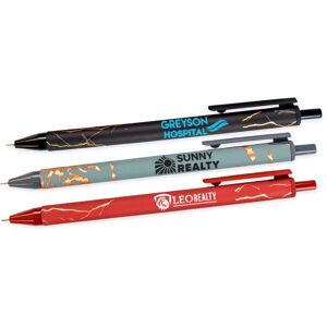 Positive Promotions 250 Go for Gold Marble-Accented Soft-Touch Pens - One-Color Personalization Available