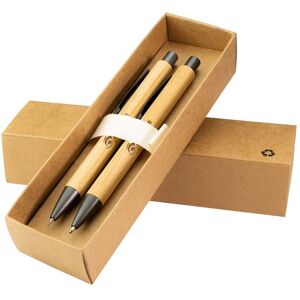 Positive Promotions 25 Bambowie Bamboo Pen & Pencil Gift Sets - Laser-Engraved Personalization Available