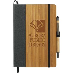 Positive Promotions 72 Bamboo Bound Journalbook & Stylus Pen Sets - Personalization Available